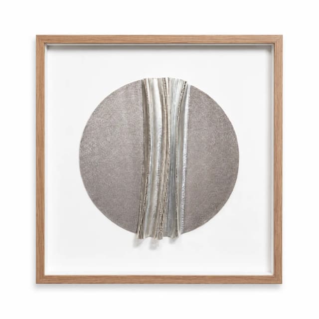 Quadro Artesanal Círculos Prata em Camadas I Sem Vidro 60x60cm