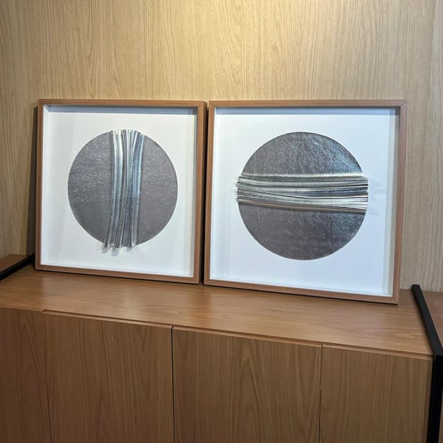 Quadro Artesanal Círculos Prata em Camadas I Sem Vidro 60x60cm
