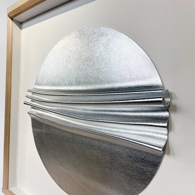 Quadro Artesanal Círculos Prata em Camadas II Sem Vidro 60x60cm