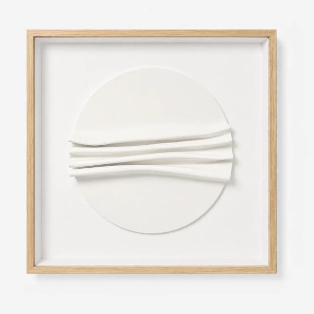 Quadro Artesanal Círculos Branco em Camadas II Sem Vidro 60x60cm