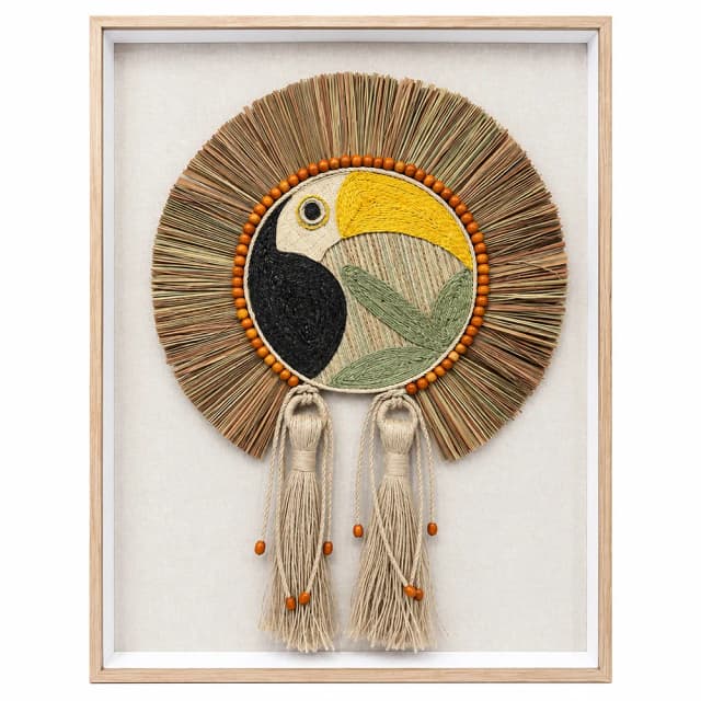 Quadro Artesanal Arara e Tucano Off White I 70x100cm