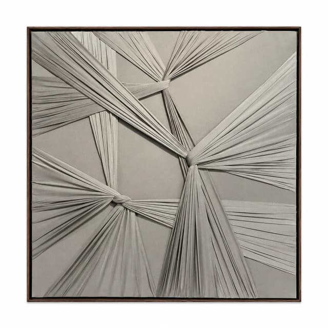 Quadro Artesanal Abstrato Têxtil Repuxado Castanho I Sem Vidro 100x100cm