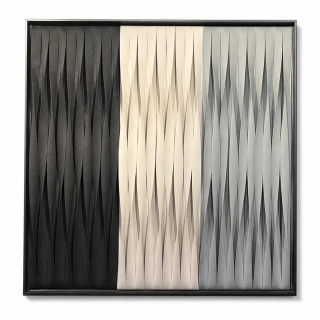 Quadro Artesanal Trama Degradê Preto e Branco I Sem Vidro 90x90cm