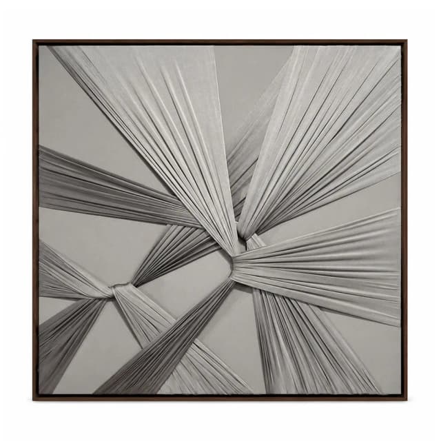 Quadro Artesanal Abstrato Têxtil Repuxado Castanho II Sem Vidro 100x100cm