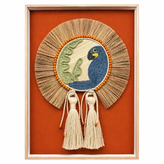 Quadro Artesanal Arara e Tucano Laranja II 70x100cm