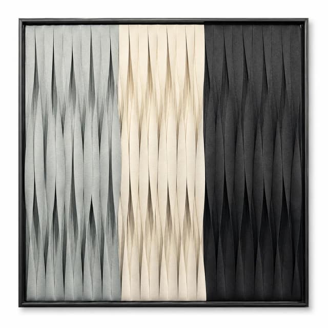 Quadro Artesanal Trama Degradê Preto e Branco II Sem Vidro 90x90cm